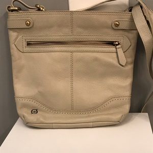 Cream leather cross body purse